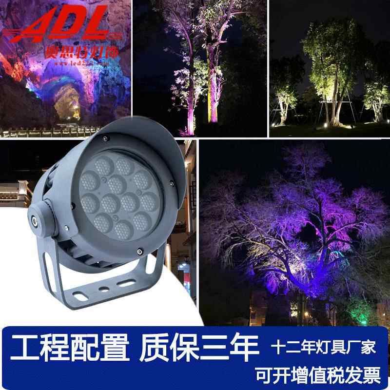 led户外投射灯广场夜景投光灯园林亮化RGB圆形车轮聚光灯照树灯