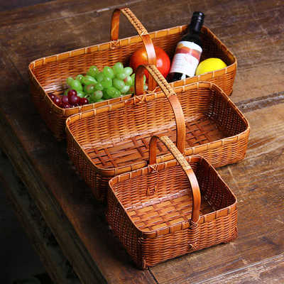 纯手工买菜竹编篮提篮手提篮子竹编果篮精品收纳筐装菜用买菜篮子