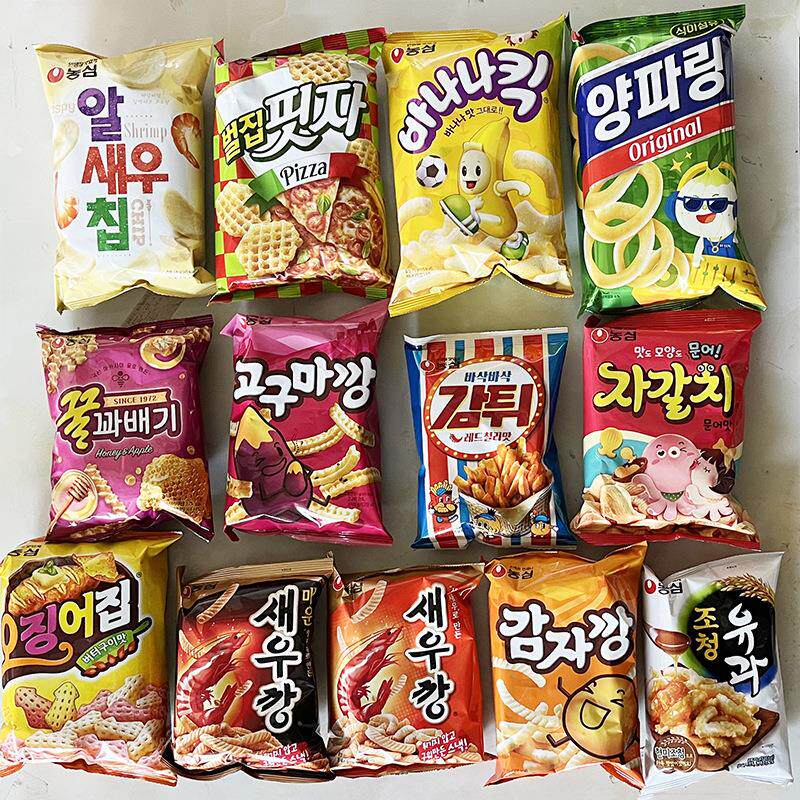 休閒食品膨化農心洋蔥圈蝦條香蕉條章魚片魷魚脆小吃薯片韓國香脆