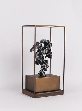 现代新中式太湖石铁艺框架展示摆件展厅售楼处大堂隔断茶几饰品