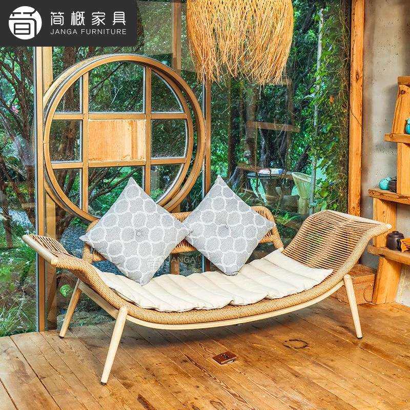 户外别墅庭院藤椅沙发休闲花园露台贵妃躺椅室外藤编摇椅沙发秋千