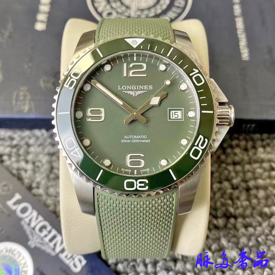 全套98新浪琴新款康卡斯系列自动机械男士手表L3.781.4.06.9绿康