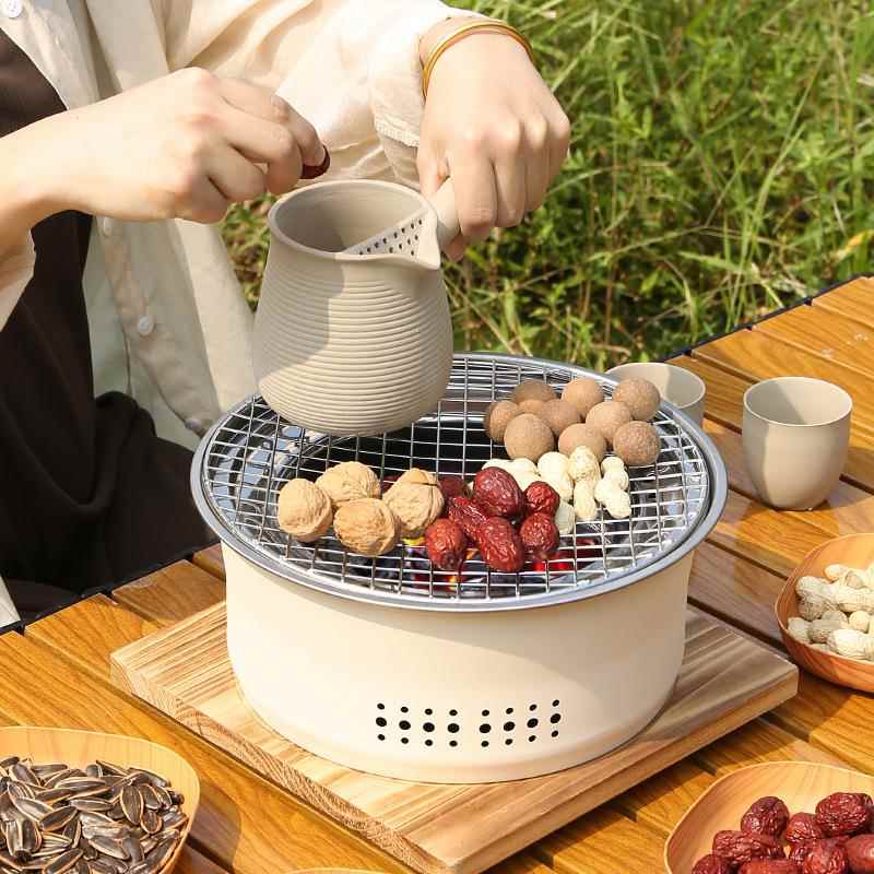 LD-WLZC0围炉煮茶炉户露外营炉淄博木炭烧烤家用多功能烤的肉架取