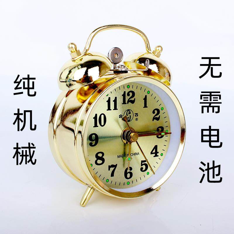 老式机芯机械马蹄上怀旧发条表闹钟全铜纯铜小学生上弦男起床神器