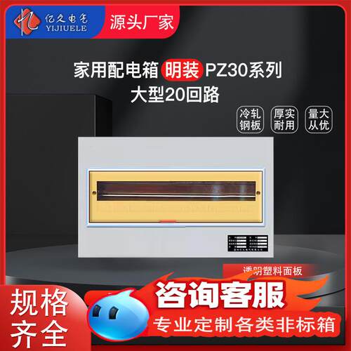 强电箱大型明装PZ30 20位家用回路空开 盒工厂用开 关盒室内配电