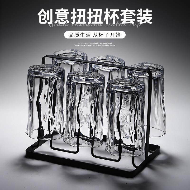 加厚高档水杯玻璃耐高温家用待客夏季凉开水杯套装杯子高级感轻奢