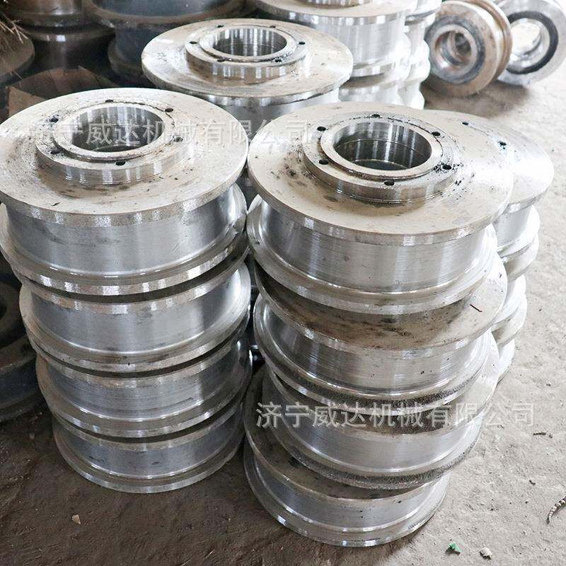 定制矿车轮对厂家 运输载重平板车轮台车主动轮铸钢单双边轨道轮