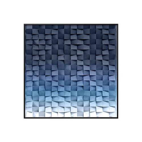 正方形餐厅装饰画现代轻奢客厅两联壁画感3d立体几何饭厅挂画