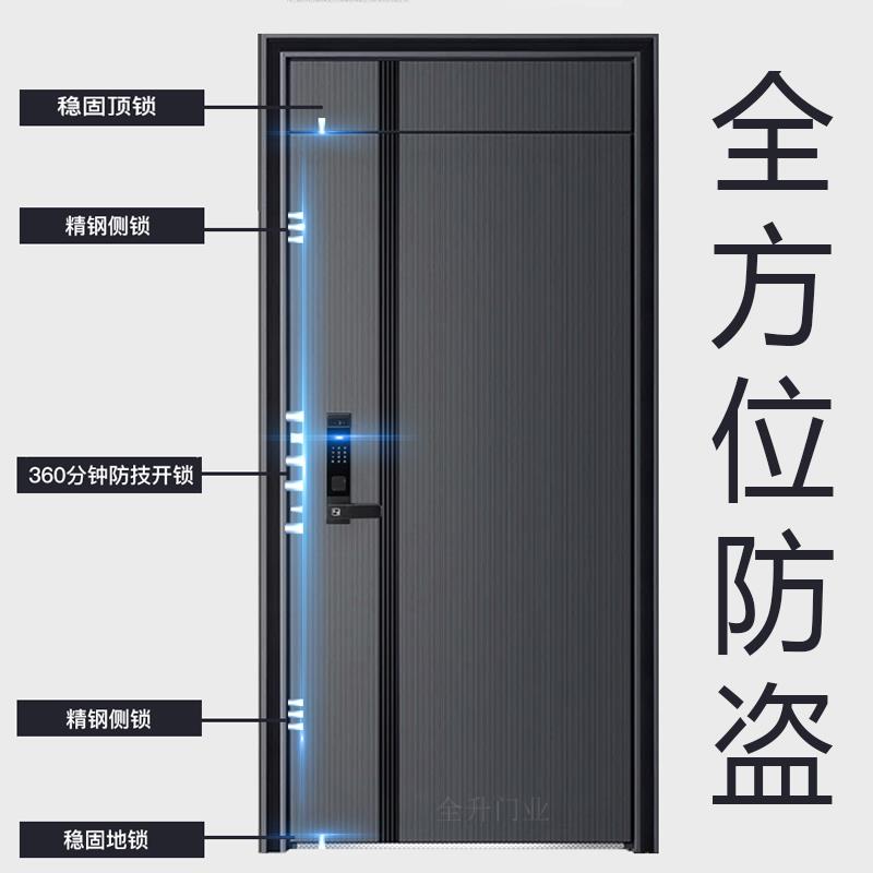 甲级防盗门智能指纹锁高档钢质钢制进户安全别墅防晒户外入户大门