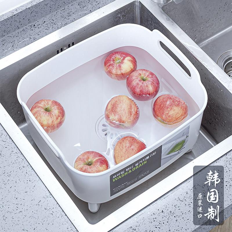 韩国进口洗菜盆沥水篮大号厨房洗碗水槽沥水架家用淘菜水果滤水篮