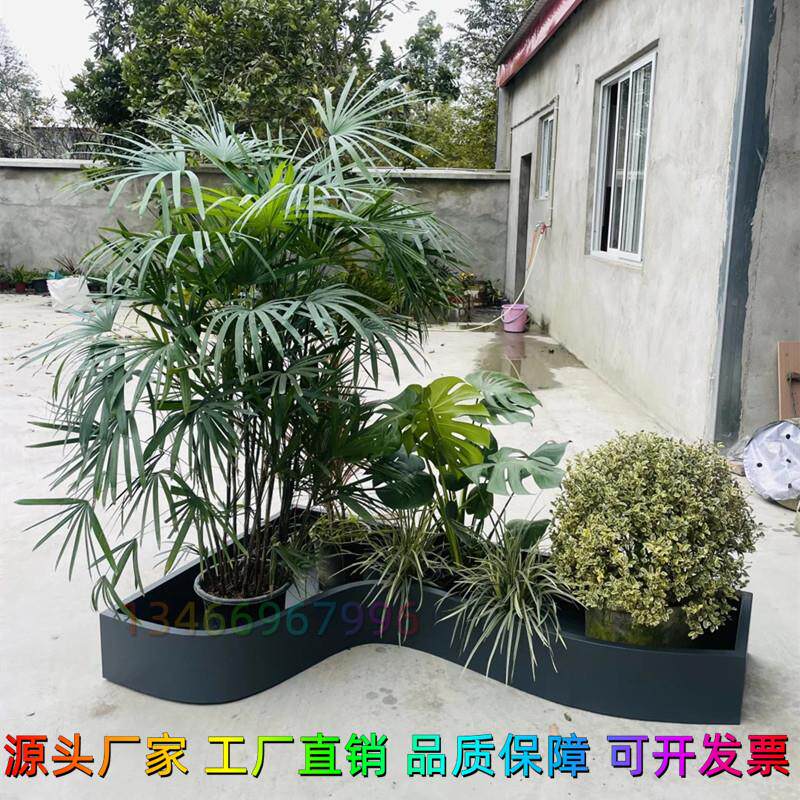 不锈钢花箱种菜户外盆景庭院花盆白色种植箱组合栅栏定制室外菜盆