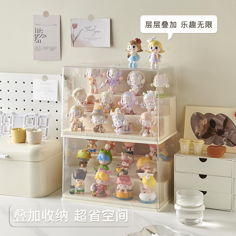 盲盒收纳展示架透明收藏盒大容量泡泡玛特娃娃公仔防尘手办展示盒图片