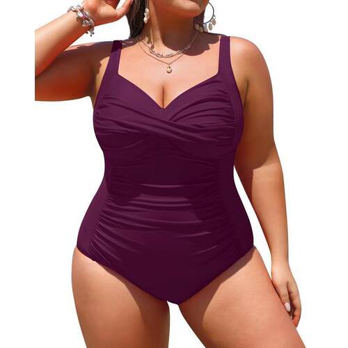 S 10639 Plus size print one-piece swimsuit 大码印花连体泳衣