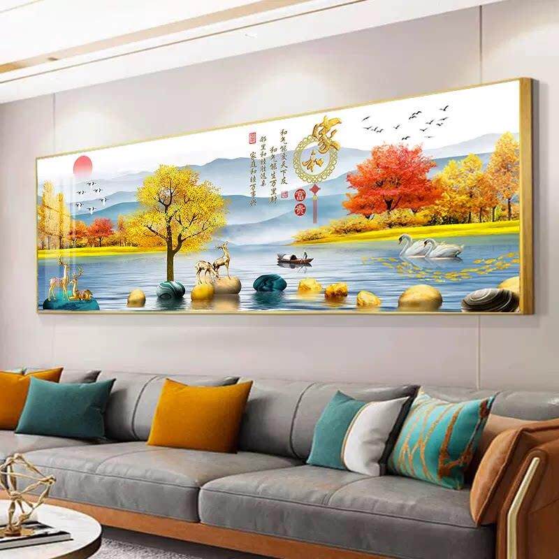 客厅装饰画 画家和万事兴高档大气沙发背景墙挂画 画现代轻奢横版