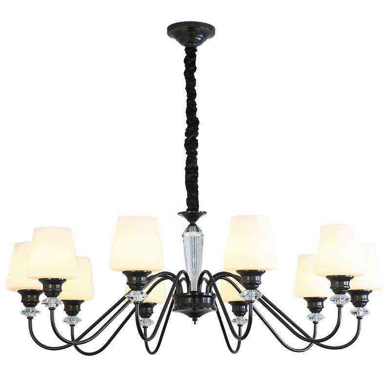 全铜法式中古美式轻奢客厅吊灯南洋风餐厅灯简约黑色卧室水晶灯具