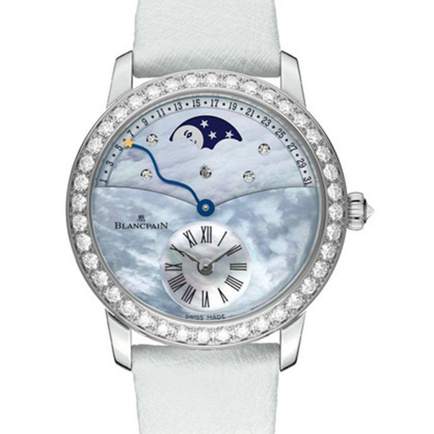 [9.8新]宝珀女装冰雪皇后蓝白色贝母自动机械女表3653-1954L-58B