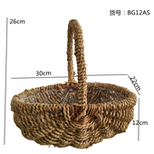 藤编草编工艺品田园花篮水果篮手提篮椭圆形花盆花器家居摆设饰物