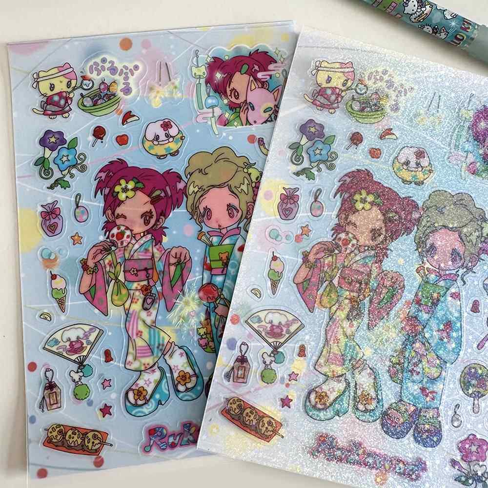 RUKAWAZx鸟鸟一原创可爱金鱼花火哑膜闪膜贴纸手帐