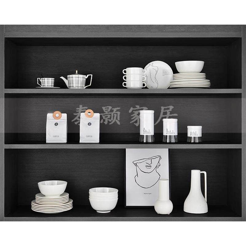 简约现代展厅样板间厨房橱柜碗碟套装咖啡杯碟储物罐软装饰品摆件