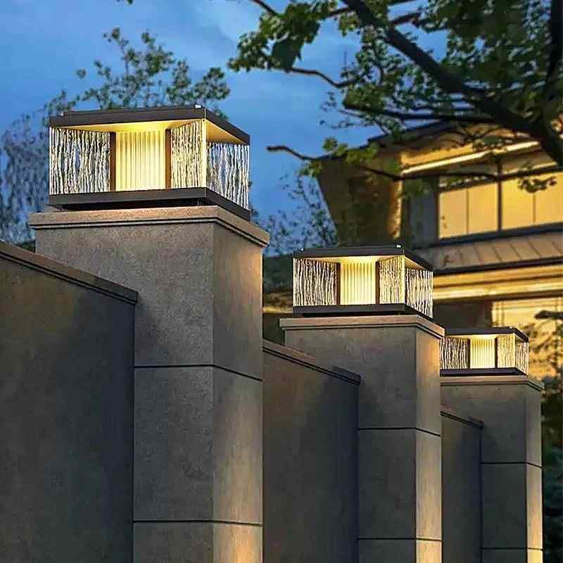 太阳能柱头灯庭院大门灯门柱灯户外围墙灯防水柱子灯别墅大门柱灯