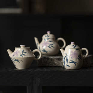 墨己化妆土手绘茶壶功夫茶具泡茶手执壶球孔过滤文人器小壶家用壶