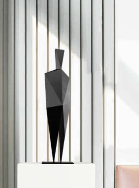 现代黑色抽象人物雕塑售楼处样板房落地大摆件酒店大堂装置艺术品