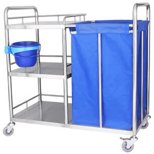 三层晨间护理车不锈钢加厚污物车防水扫床被服污衣车医院用晨护车