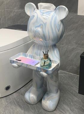 轻奢创意化妆室落地摆件纸巾盒收纳托盘卷筒卫生纸架客厅卫生纸