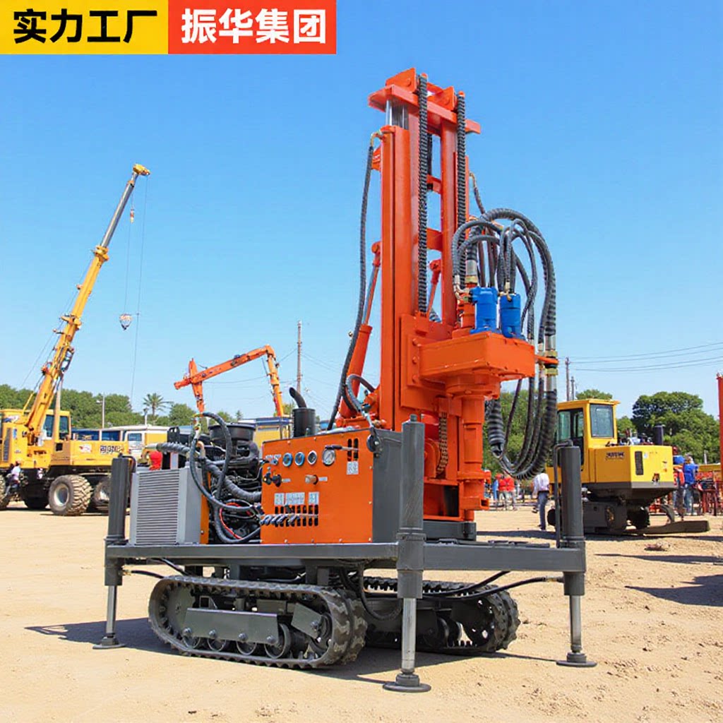 小型气动钻井机200米履带式家用水井钻机300米勘探岩芯柴油钻井机