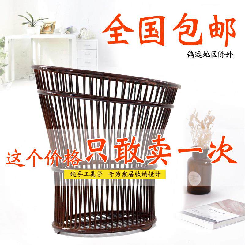 包邮中式脏衣篮竹藤收纳筐家用简约脏衣篓手工竹编脏衣服收纳篮