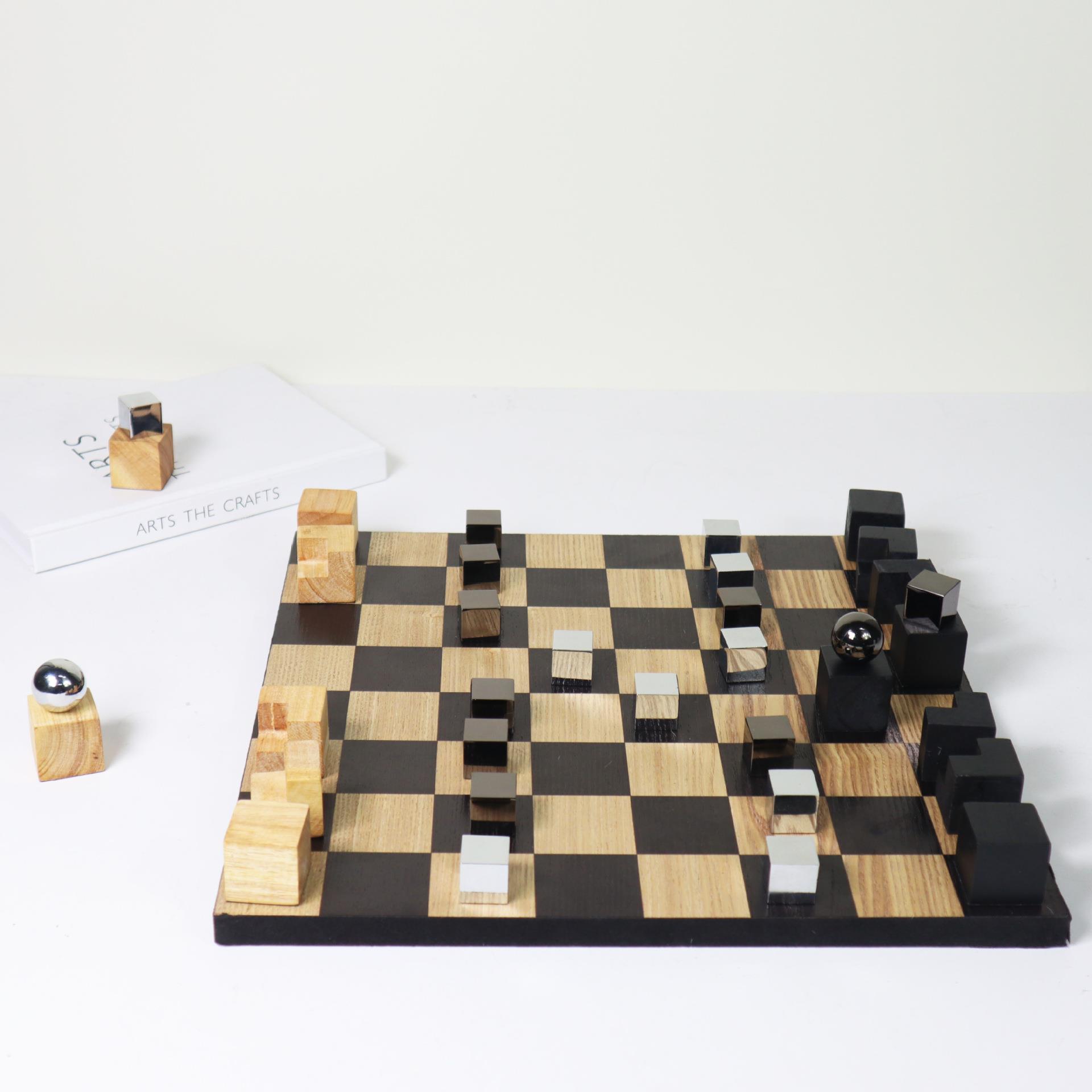简约欧式经典GT-G069国际黑白棋盘格现马毛创意摆件棋象客厅桌代