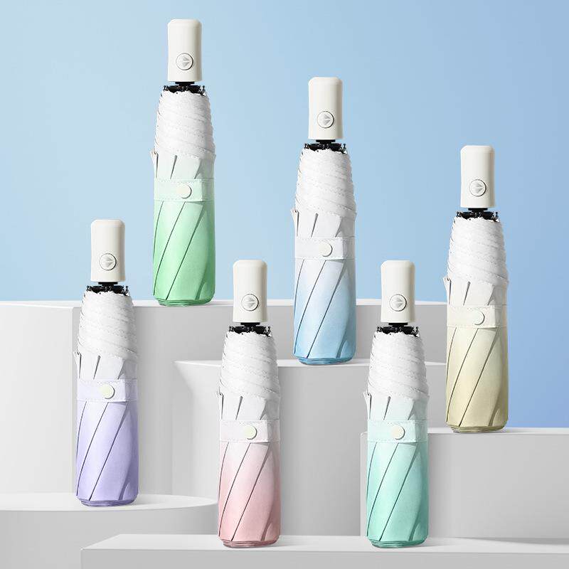 2025自动渐变色三折广告伞黑胶遮阳防紫外线晴雨伞太阳伞防晒