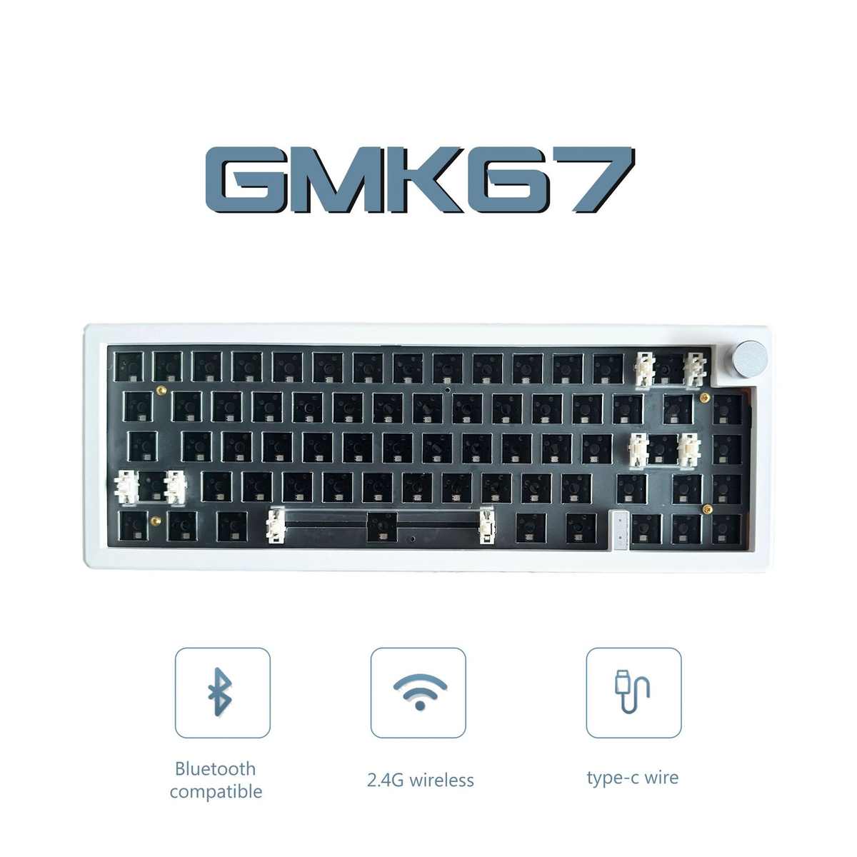 佐亚GMK67三模客制化DIY带旋钮机械键盘套件支持热插拔RGB背光
