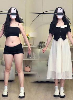 大尺码女装夏季裙子洋装女梨形身材微胖女孩显瘦穿搭收腰a字长裙
