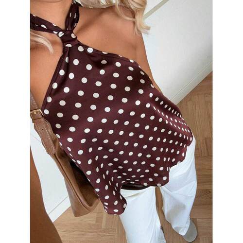 T 47972 Polka dot halter top 波点印花挂脖上衣跨境速卖通
