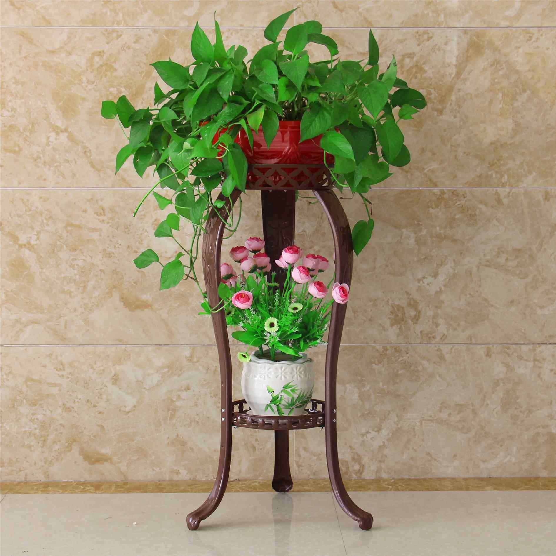 矮花架子小单层凳子式铁艺客厅绿萝阳台欧式单个白色放落地的花盆