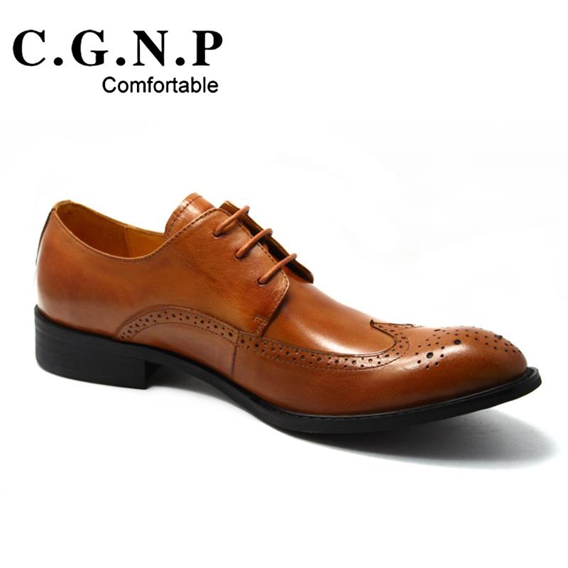 正品复洛古英伦风 男士尖头商务带正装皮鞋真皮系布克雕男鞋子花