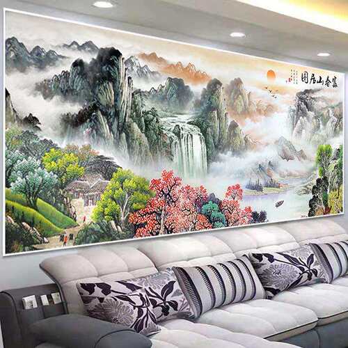 蒙娜丽莎十字绣2021新款线绣客厅大幅风景山水画富春山居图自己綉