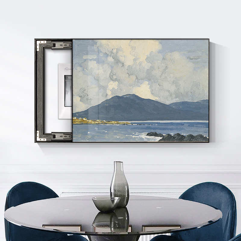 现代简约电表箱装饰画遮挡配电箱弱电源总开关挂画推拉翻盖壁画