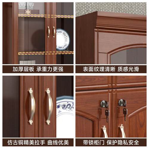 中式油皮漆书柜柜贴抽实木翻门FS808式档案资料带屉办公室落地文