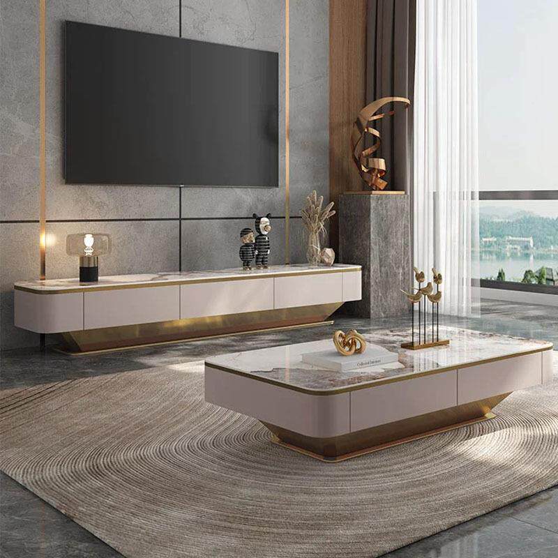 意式轻奢岩板茶几电视柜组合设计师简约现代大小户型高端客厅地柜