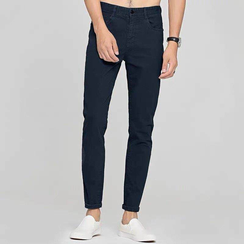 夏秋春季男士休闲裤英伦九分小脚修身薄款弹力韩版大码长裤子青年