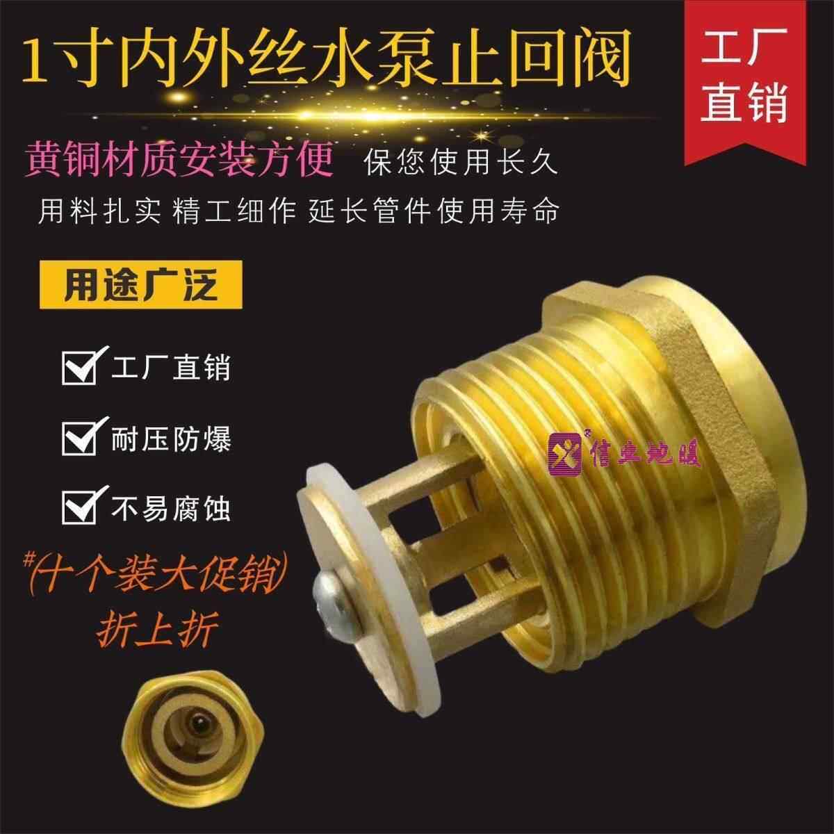止回阀内外全铜水泵专用单向阀自吸泵倒流弹簧止回水阀水阀