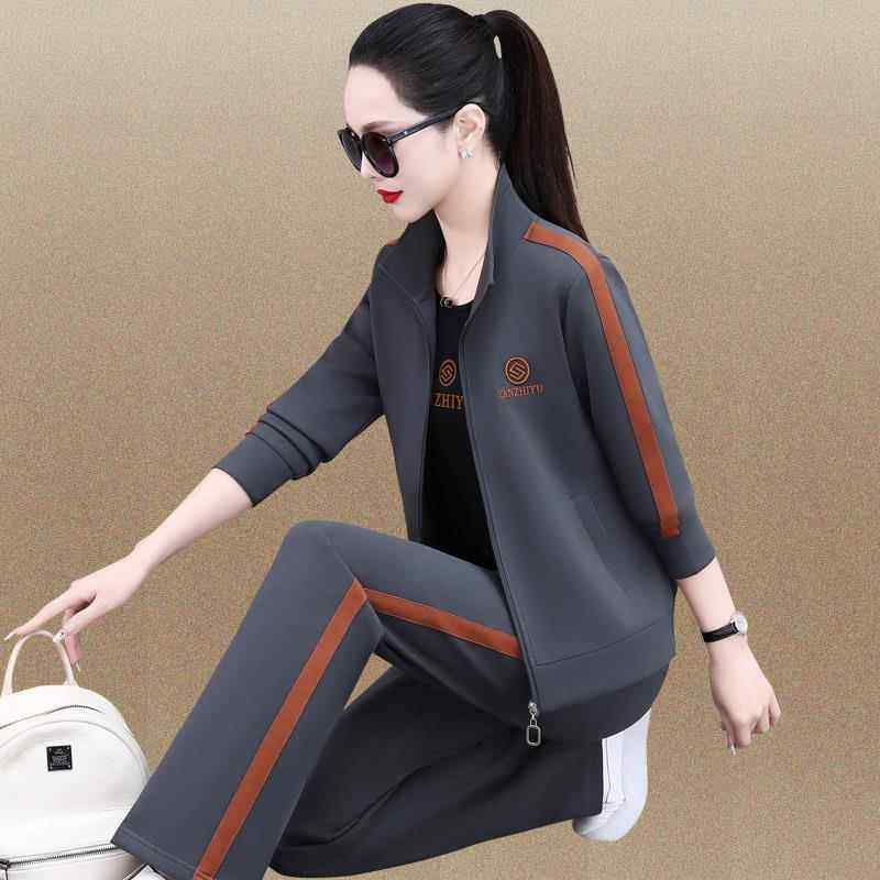 级运动高套装女秋新款品牌立卫衣宽松跑春步824006服休闲领三件套