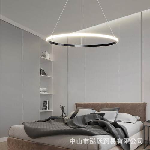 极简圈圈灯全现代简约客厅卧室灯吊铜展厅吊灯楼956梯吊灯环形组