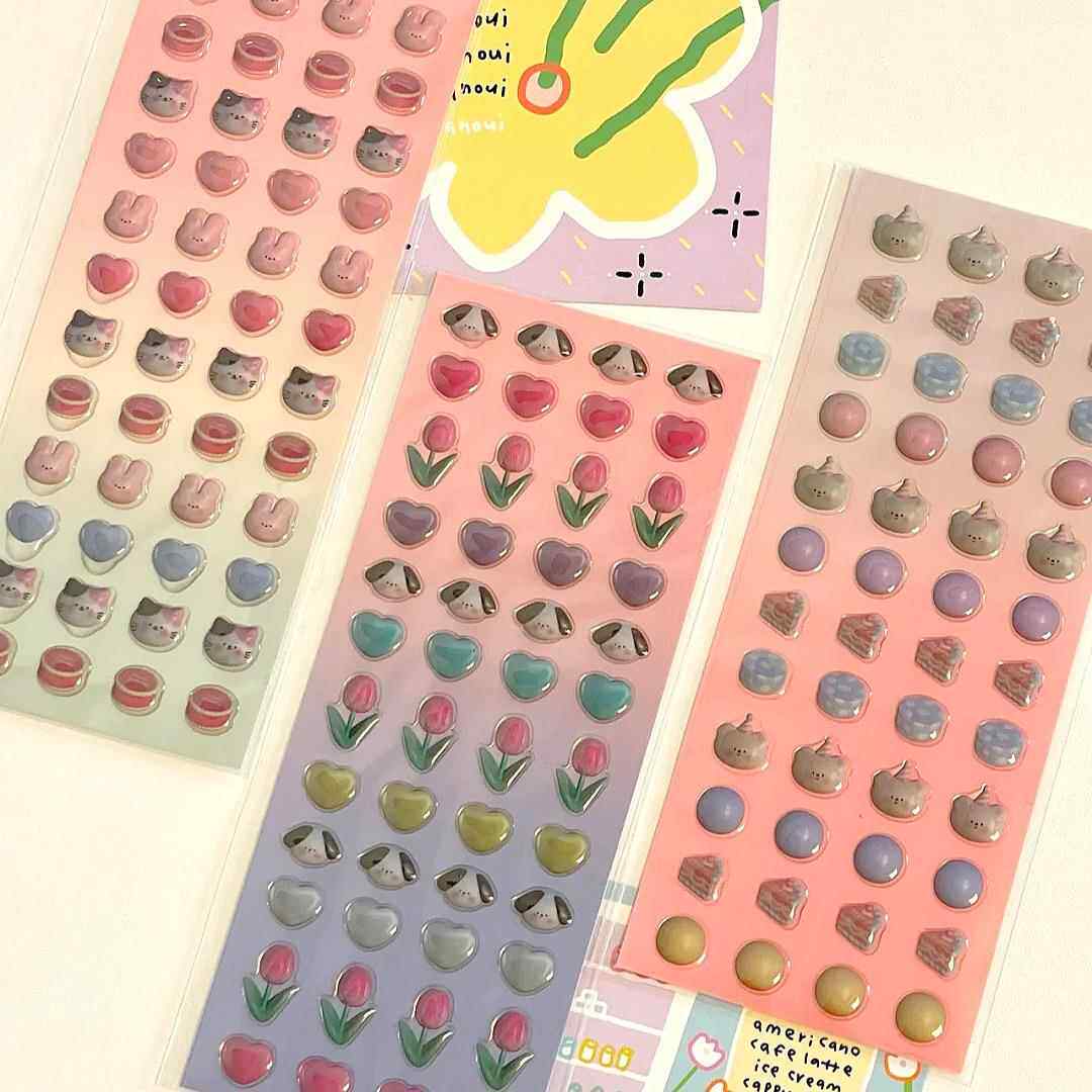 咖喱西西泥泥滴胶贴纸立体透明贴纸咕卡diy装饰贴纸