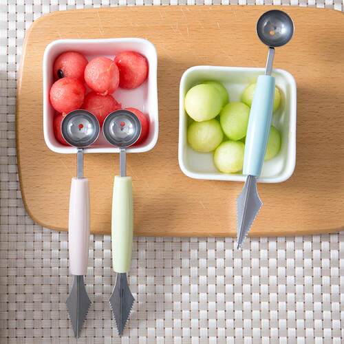 Dual-Head Fruit Baller, Solid Color Watermelon Eating Tool,