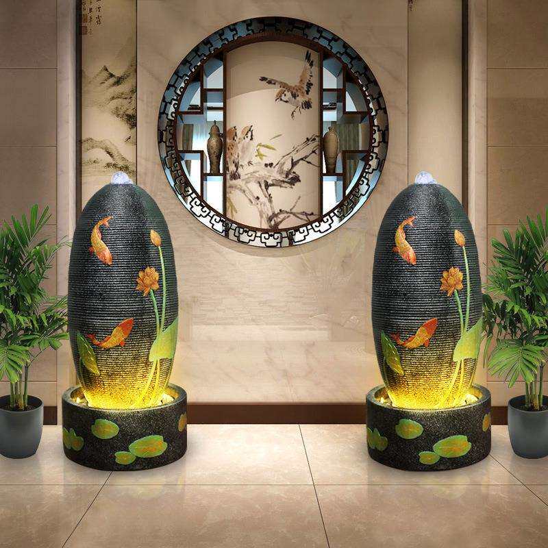 欧式流水摆件财蛋喷泉水景客厅装饰落地办公室福蛋加湿器风水轮