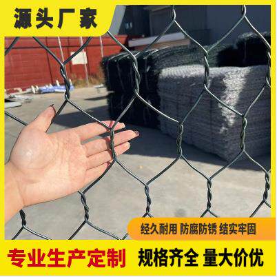 现货镀锌石笼网PET聚酯格宾网河道防洪编织固滨笼雷诺护垫厂