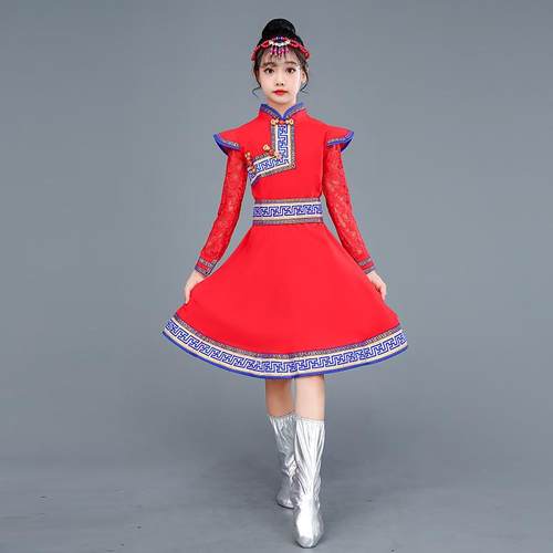 高档儿童蒙古服装男童服草古原小骏马演出马蹄哒哒舞蹈服表演蒙纱